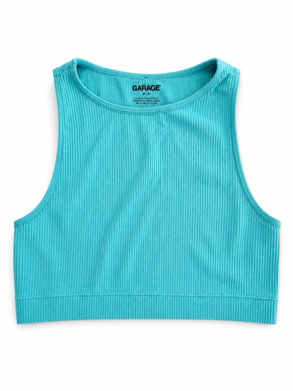 Garage Ribbed Crop Tank Top in Aqua